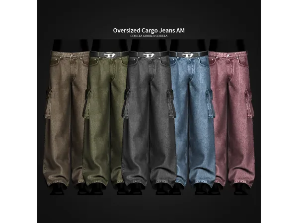 Alpha Oversized Cargo Jeans AM by gorillax3 - The Sims 4 Custom Content