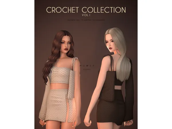 Mix Assymetric Top Crochet Collection - The Sims 4 Custom Content