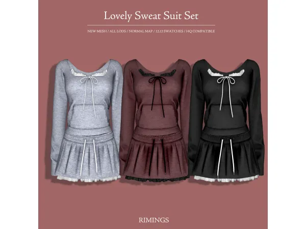 Alpha [RIMINGS] Lovely Sweat Suit Set by RIMINGs - The Sims 4 Custom Content