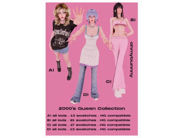 Alpha 2000'S QUEEN COLLECTION - The Sims 4 Custom Content
