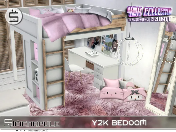 Alpha Y2K Bedroom by simenapule - The Sims 4 Custom Content