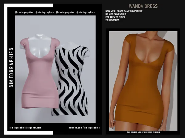 Alpha Wanda Dress - The Sims 4 Custom Content