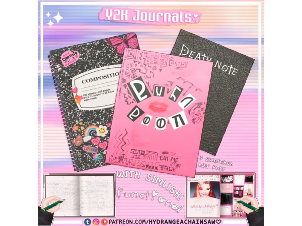 Alpha Y2K journals by hydrangeachainsaw - The Sims 4 Custom Content