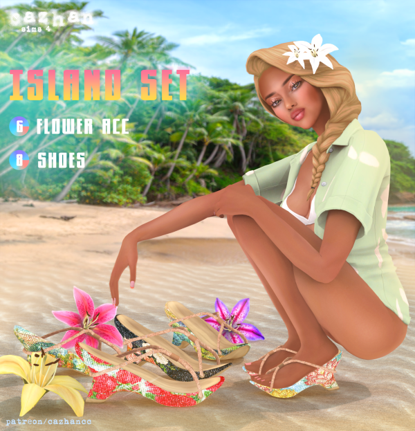 Maxis Match [Island Set] flower acc shoes by simsfinds - The Sims 4 Custom Content