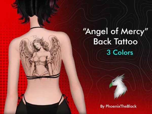 Mix Angel of Mercy Back Tattoo by PhoenixTheBlack - The Sims 4 Custom Content