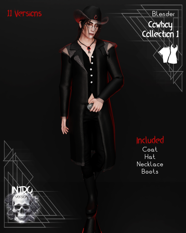 Alpha Cowboy Collection 1 Blender ClothingAcc by simsfinds - The Sims 4 Custom Content