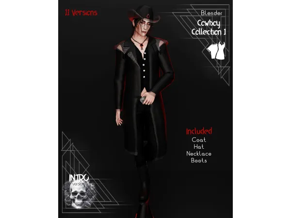 Alpha Cowboy Collection 1 Blender ClothingAcc by introversionscenes - The Sims 4 Custom Content