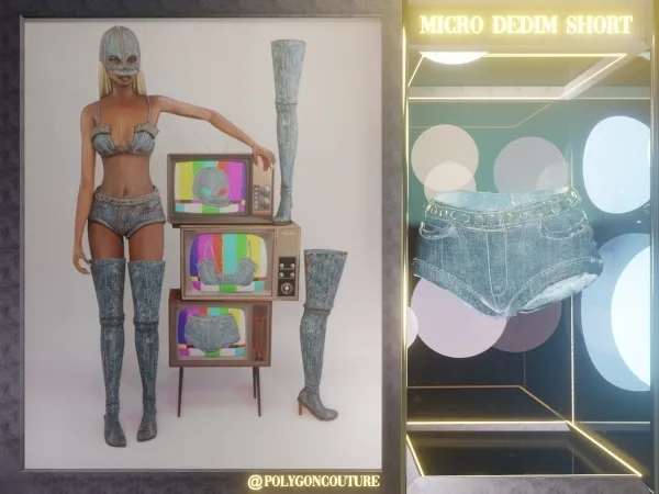 Alpha Micro Denim Shorts - The Sims 4 Custom Content