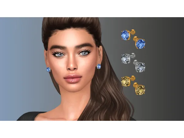 Alpha Rivoli crystal stud earrings - The Sims 4 Custom Content