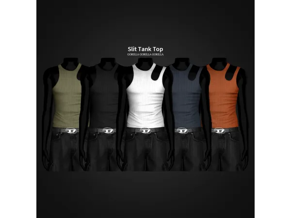 Alpha Slit Tank Top by gorillax3 - The Sims 4 Custom Content