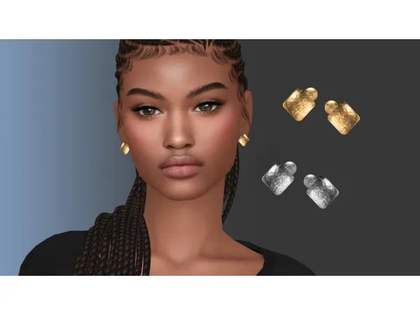 Alpha Square metal stud earrings - The Sims 4 Custom Content