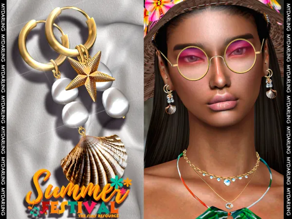 Alpha summer starfish earrings - The Sims 4 Custom Content