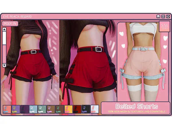 Alpha PEACH Belted Shorts by SMSims - The Sims 4 Custom Content