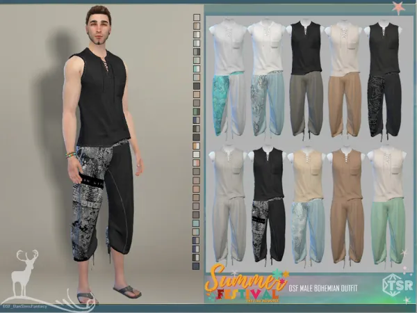 Alpha SUMMER FESTIVAL_ MALE BOHEMIAN OUTFIT - The Sims 4 Custom Content
