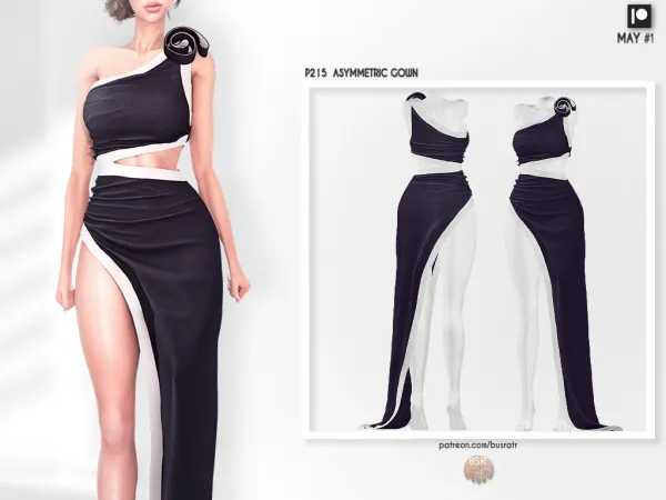 Alpha ASYMMETRIC GOWN P215 by busratr - The Sims 4 Custom Content