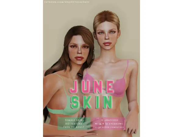 Alpha June SKIN LIPSTICK - The Sims 4 Custom Content