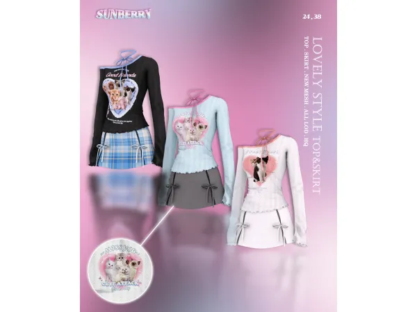 Alpha [SUNBERRY]Lovely style TOPSKIRT 2438 - The Sims 4 Custom Content