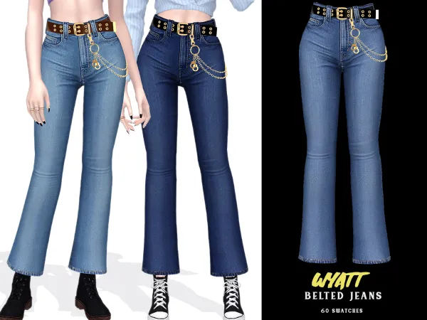 Alpha Wyatt Belted Jeans - The Sims 4 Custom Content