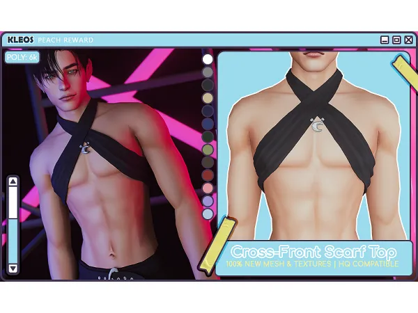 Alpha PEACH Cross front Scarf Top by kleossims - The Sims 4 Custom Content