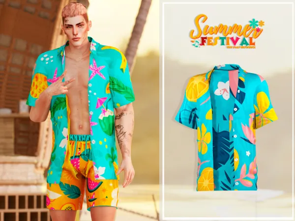 Alpha Summer Festival Sead Top - The Sims 4 Custom Content