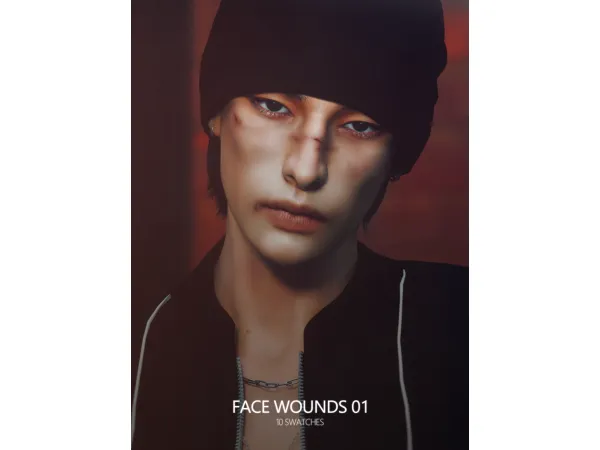 Alpha Face Wounds 01 by rona_sims - The Sims 4 Custom Content