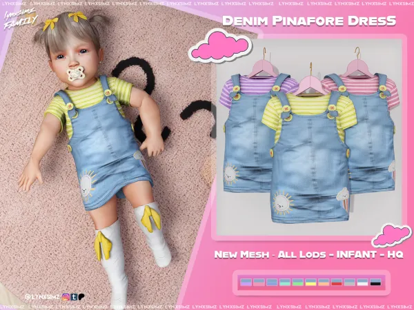 Alpha Denim Pinafore Dress Infant by lynxsimzfamily - The Sims 4 Custom Content