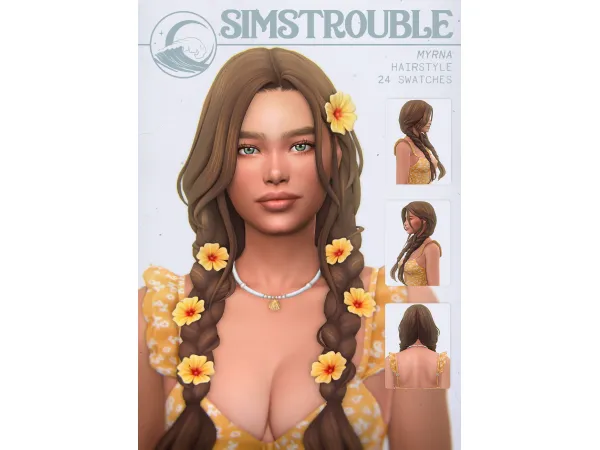 Maxis Match Myrna Hairstyle (4 Versions) by simstrouble by simstrouble - The Sims 4 Custom Content