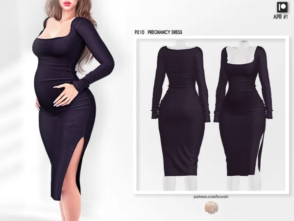 Alpha PREGNANCY DRESS P210 by busratr - The Sims 4 Custom Content