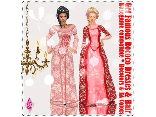 Maxis Match Get Famous Rococo Dresses Hair by AnnettsSims4Welt - The Sims 4 Custom Content