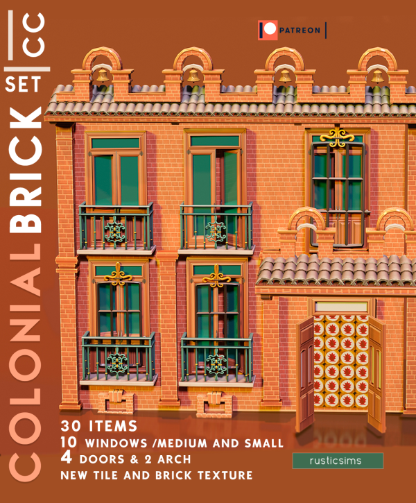 Maxis Match COLONIAL BRICK by simsfinds - The Sims 4 Custom Content