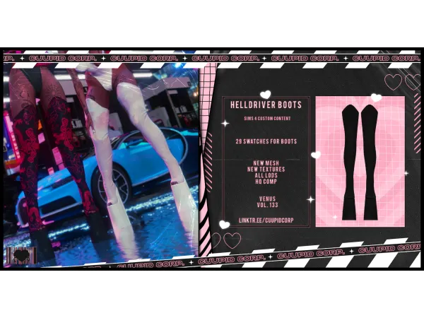 Alpha HELLDRIVER Boots VENUS by cuupid - The Sims 4 Custom Content