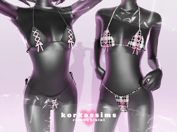 Alpha ribbon bikini by korkassims - The Sims 4 Custom Content