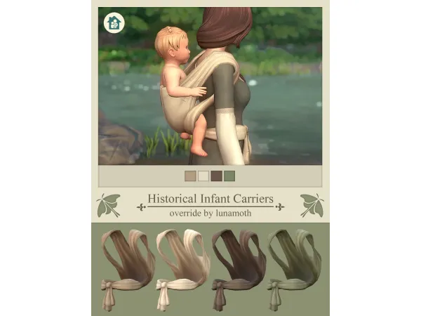 Maxis Match Infant Carriers Historical Override by lunamothsims updated - The Sims 4 Custom Content