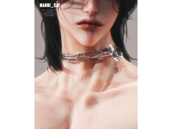 Alpha [Maoni_cat]Necklace No6 Twining Thorns by Maonicat - The Sims 4 Custom Content