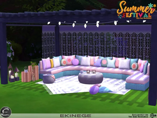 Alpha Summer Festival Outdoor Seating Set Part2 - The Sims 4 Custom Content