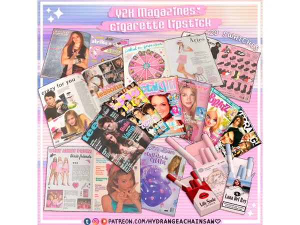 Alpha Y2K Dream Magazines Cigarette lipstick - The Sims 4 Custom Content