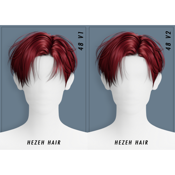 Alpha [Hezeh]Hair_No48 V1 V2 by simsfinds - The Sims 4 Custom Content