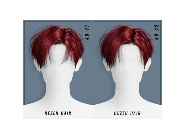 Alpha [Hezeh]Hair_No48 V1 V2 - The Sims 4 Custom Content
