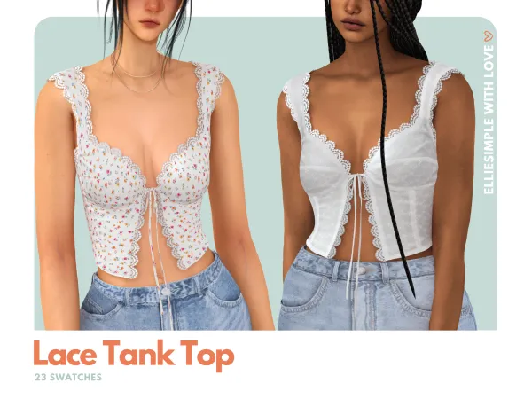 Alpha Elliesimple Lace Tank Top - The Sims 4 Custom Content