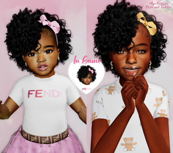 Alpha Mya Curly Fro for Toddler and Child sims by simsfinds - The Sims 4 Custom Content