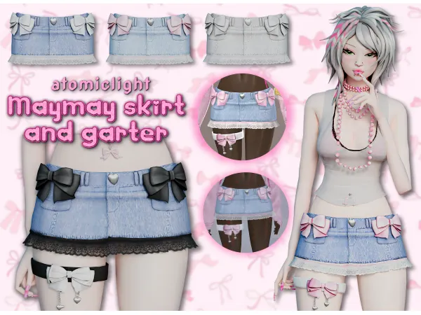 Alpha Maymay bow skirt and garter ˆɞ ɞˆ free by atomiclight - The Sims 4 Custom Content