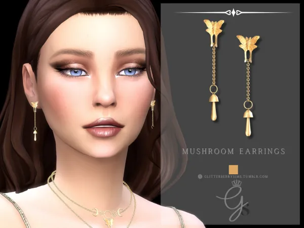 Mix Mushroom Earrings by GlitterberryFly - The Sims 4 Custom Content