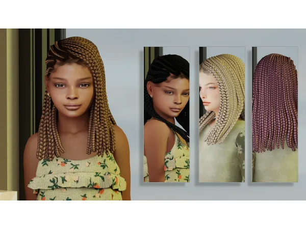 Alpha [MODCo] Aniyah Hairstyle Child by darknighttsims - The Sims 4 Custom Content