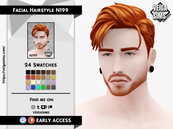 Maxis Match Facial Hair Style N199 by veigasims - The Sims 4 Custom Content