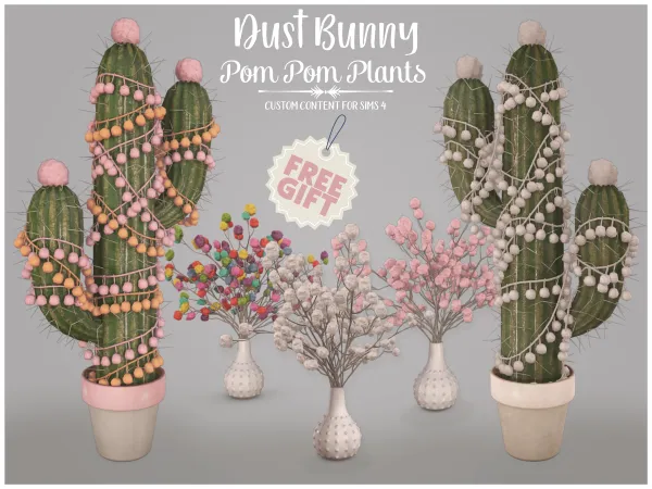 Alpha dust bunny Pom Pom plants (gift) - The Sims 4 Custom Content
