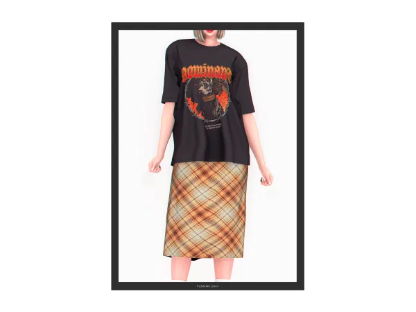 Alpha Licorice T Shirt y2k midi skirt - The Sims 4 Custom Content