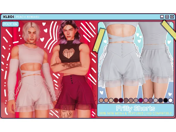 Alpha PEACH Frilly Shorts by kleossims - The Sims 4 Custom Content