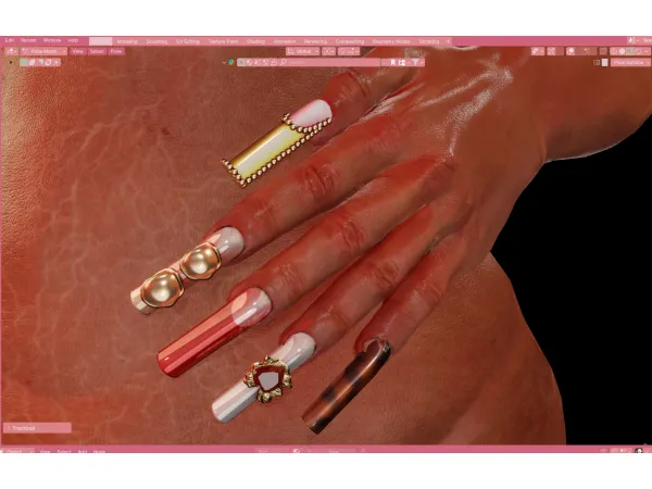 Alpha RetroGrade Nail Set (BLENDER) CyclesEvee by cocogames - The Sims 4 Custom Content