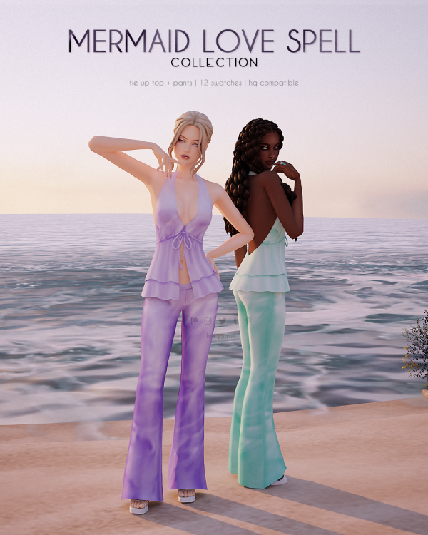 Maxis Match Tie up top Pants Mermaid Love Spell Collection by luxysims - The Sims 4 Custom Content