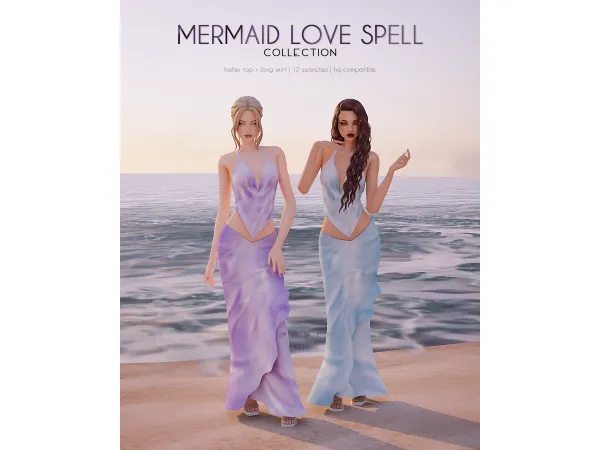 Maxis Match Halter top Long skirt Mermaid Love Spell Collection - The Sims 4 Custom Content